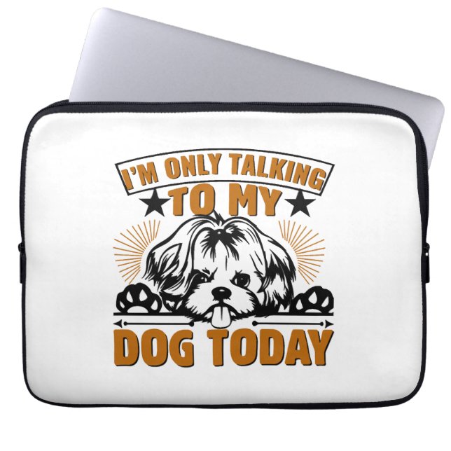 Capa Para Notebook Cachorro T Shirt, ESTOU FALANDO COM MEU CACHORRO H (Frente)