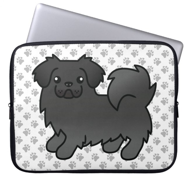 Capa Para Notebook Cachorro Tibetano Preto Spaniel Cachorro de Desenh (Frente)