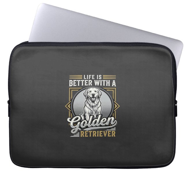 Capa Para Notebook Cachorro Vida De Golden Retriever É Melhor (Frente)