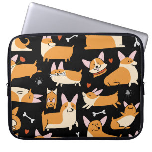 Capa Para Notebook Cachorros Corgi, Lindo Fundo.