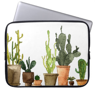 Capa Para Notebook Cacto de aquarela verde desenhado à mão em casta