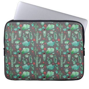 Capa Para Notebook cacto e padrão de ladybug - fundo preto