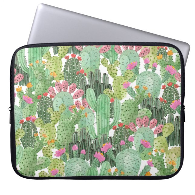 Capa Para Notebook Cacto Pintado à Mão: Verde Deserto (Frente)