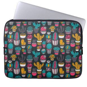 Capa Para Notebook Cacto tirado mão no teste padrão do estilo do