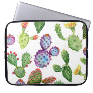 Capa Para Notebook Cacto Tropical: Padrão sem costura de aquarela