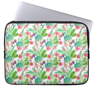 Capa Para Notebook Cactus com aquarela brilhante e padrão de sucesso