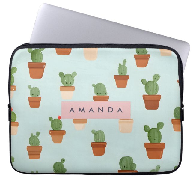 Capa Para Notebook Cactus personalizado com Potes Terracotta (Frente)