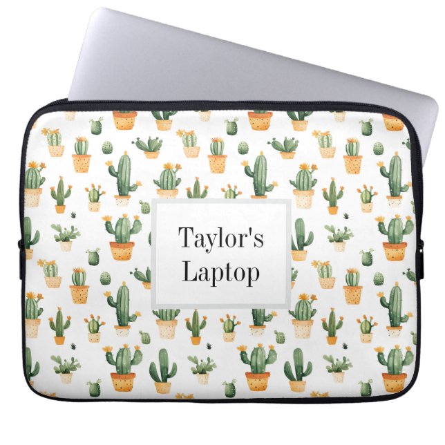 Capa Para Notebook Cactus Potado em Branco (Frente)