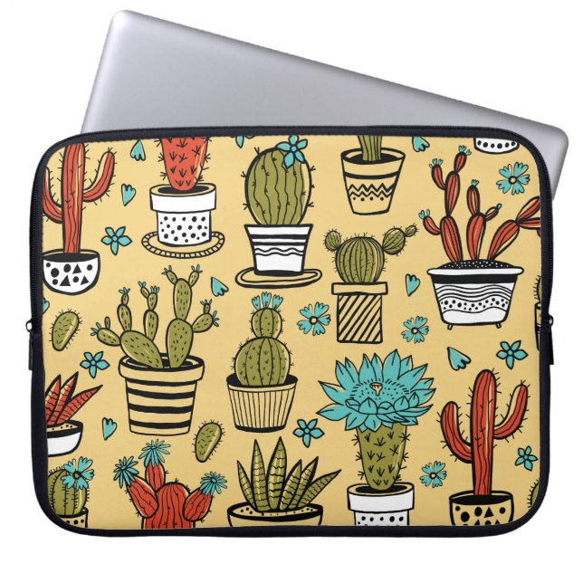 Capa Para Notebook Cactus Succulent: desenho desenhado à mão (Frente)