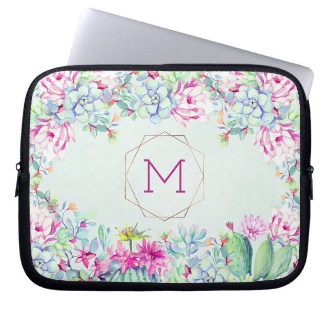 Capa Para Notebook Cactus Succults Monograma Geométrico Monograma (Frente)