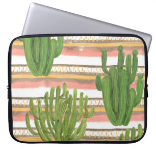 Capa Para Notebook Cactus watercolor, fundo de banda, parte sem costu