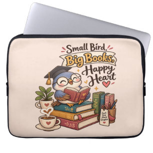 Capa Para Notebook Caderno de Ilustração de Coruja Fofa Lendo Livros