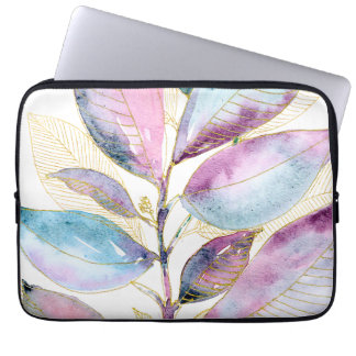 Capa Para Notebook Caderno Espiral de Folhas Botânicas em Aquarela Pa