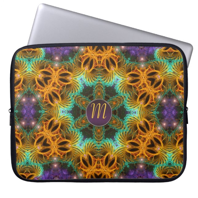 Capa Para Notebook Caderno Estrela Mágica Roxa Dourada Monograma (Frente)