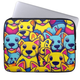 Capa Para Notebook Cães bonitos e coloridos cães felizes
