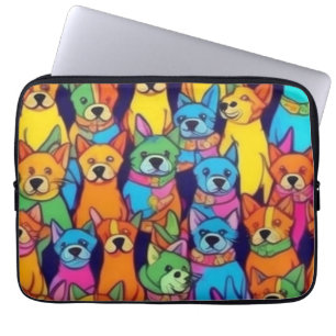 Capa Para Notebook Cães bonitos e coloridos cães felizes