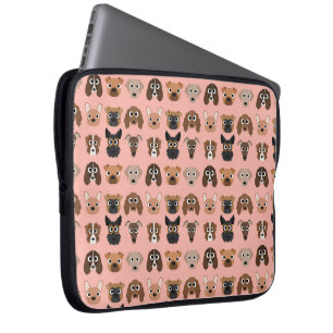 Capa Para Notebook Cães bonitos no rosa