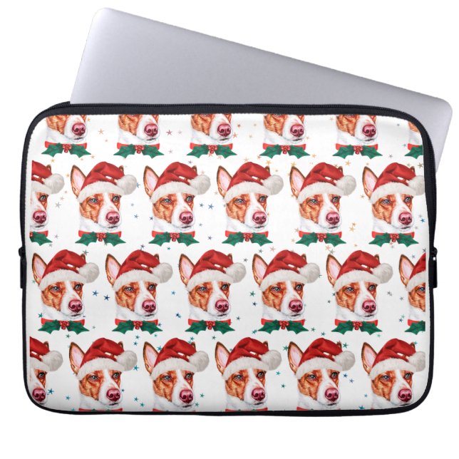 Capa Para Notebook Cães da Raça Podengo Português Estrelas de Natal (Frente)
