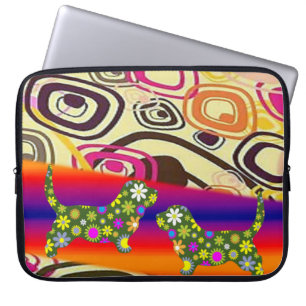Capa Para Notebook Cães florais da bolsa de laptop
