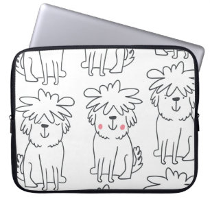 Capa Para Notebook Cães pelados à mão: padrão vintage.