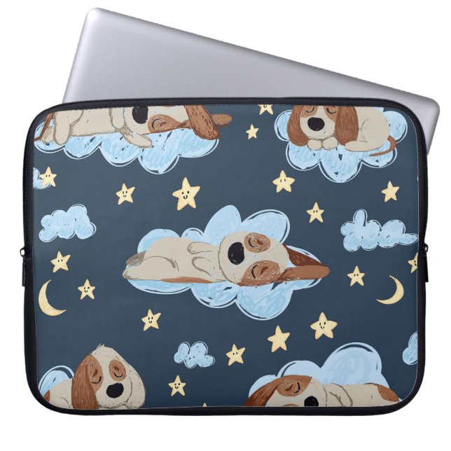Capa Para Notebook Cãezinhos Dormindo: Bom Padrão Noturno (Frente)