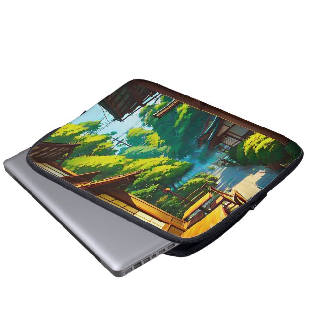 Capa Para Notebook Café ao Ar Livre do Jardim Japonês (Frente Inferior)