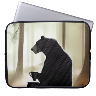 Capa Para Notebook Café de Bebendo de Urso na Floresta