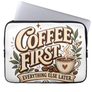 Capa Para Notebook Café Primeiro Tudo Mais Tarde Botânico Vintage