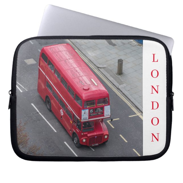 Capa Para Notebook caixa de laptop do modo de exibição de ônibus verm (Frente)