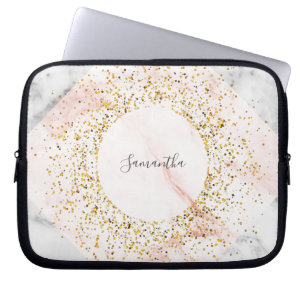 Capa Para Notebook Caixa de mármore Dourado cor-de-rosa personalizad