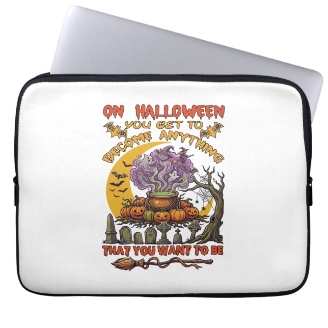 Capa Para Notebook Caldeirão de Gato Fantasma Abóbora do Halloween To (Frente)