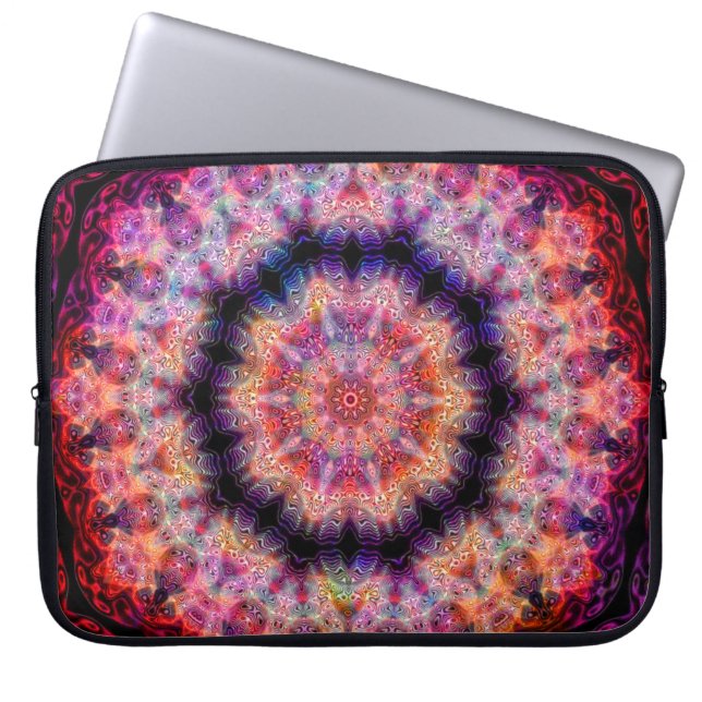Capa Para Notebook Caleidoscópio dez colorido radial aguçado (Frente)