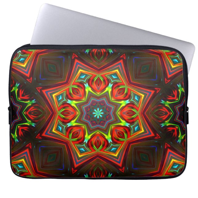 Capa Para Notebook Caleidoscópio estrelado de oito pontas, amarelo-ve (Frente)