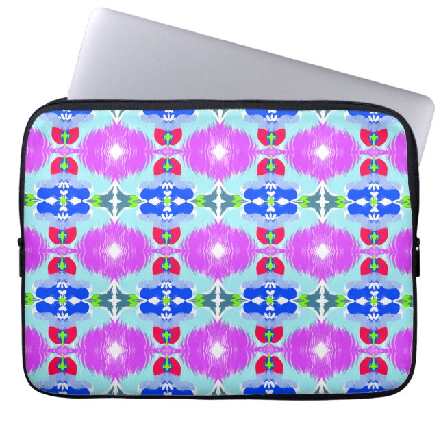 Capa Para Notebook Caleidoscópio Flor de Azul (Frente)