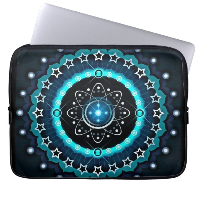 Capa Para Notebook Caleidoscópio Mandala com fundo preto (Frente)