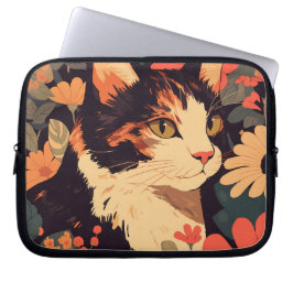 Capa Para Notebook Calico Cat Elegante na Bolsa de laptop Floral