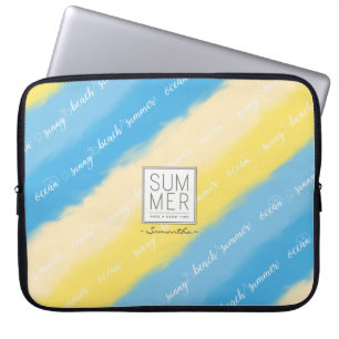 Capa Para Notebook Caligrafia de Verão em faixas de água