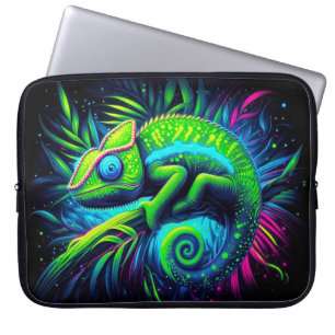 Capa Para Notebook Camaleão Brilhante, Animais Neon Capturantes