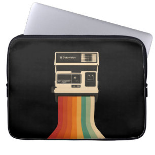Capa Para Notebook Câmera Retro com Impressão de Arco-íris