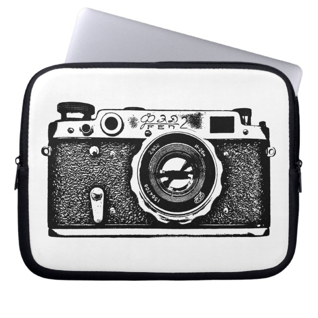 Capa Para Notebook Câmera Russa - Preto em Branco (Frente)