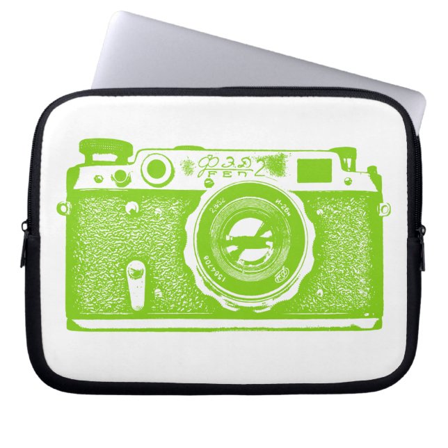 Capa Para Notebook Câmera Russa - Verde marciano em branco (Frente)