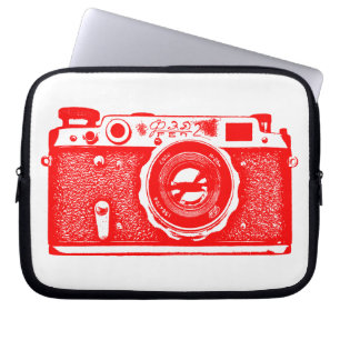 Capa Para Notebook Câmera Russa - Vermelho em Branco