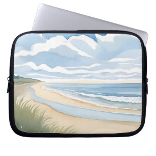 Capa Para Notebook Caminhada na Praia Aquarela do Oceano Costeiro