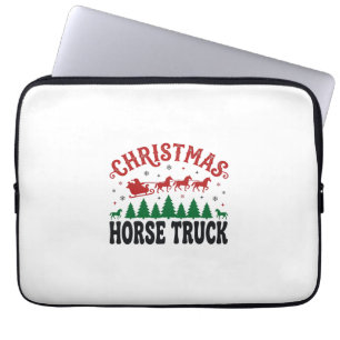 Capa Para Notebook Caminhão de Cavalos de Natal Design de Trenó do Pa