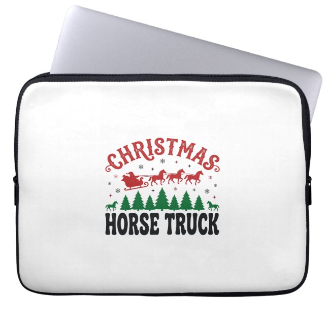 Capa Para Notebook Caminhão de Cavalos de Natal Design de Trenó do Pa (Frente)