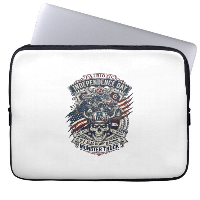 Capa Para Notebook Caminhão Monstro Patriótico 1776 Off Road Crânio P (Frente)