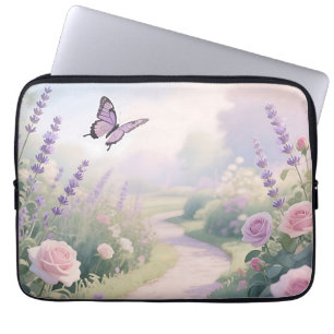 Capa Para Notebook Caminho da Borboleta do Jardim de Rosas Lavanda So