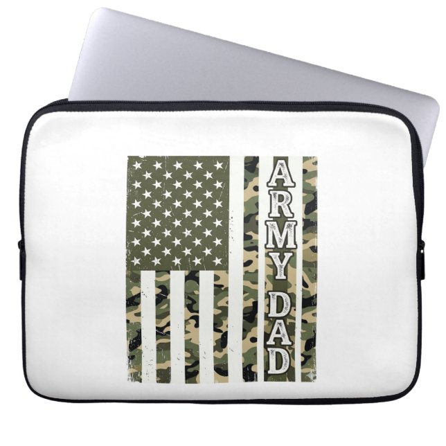 Capa Para Notebook Camisa Camuflada de Papai do Exército Bandeira Ame (Frente)