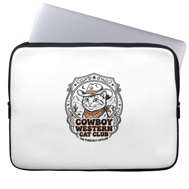 Capa Para Notebook Camisa de Arte de Vaqueiro Ocidental Gato Amante - (Frente)