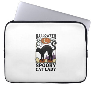 Capa Para Notebook Camisa de Gata Preta Vintage Dama do Gato no Hallo